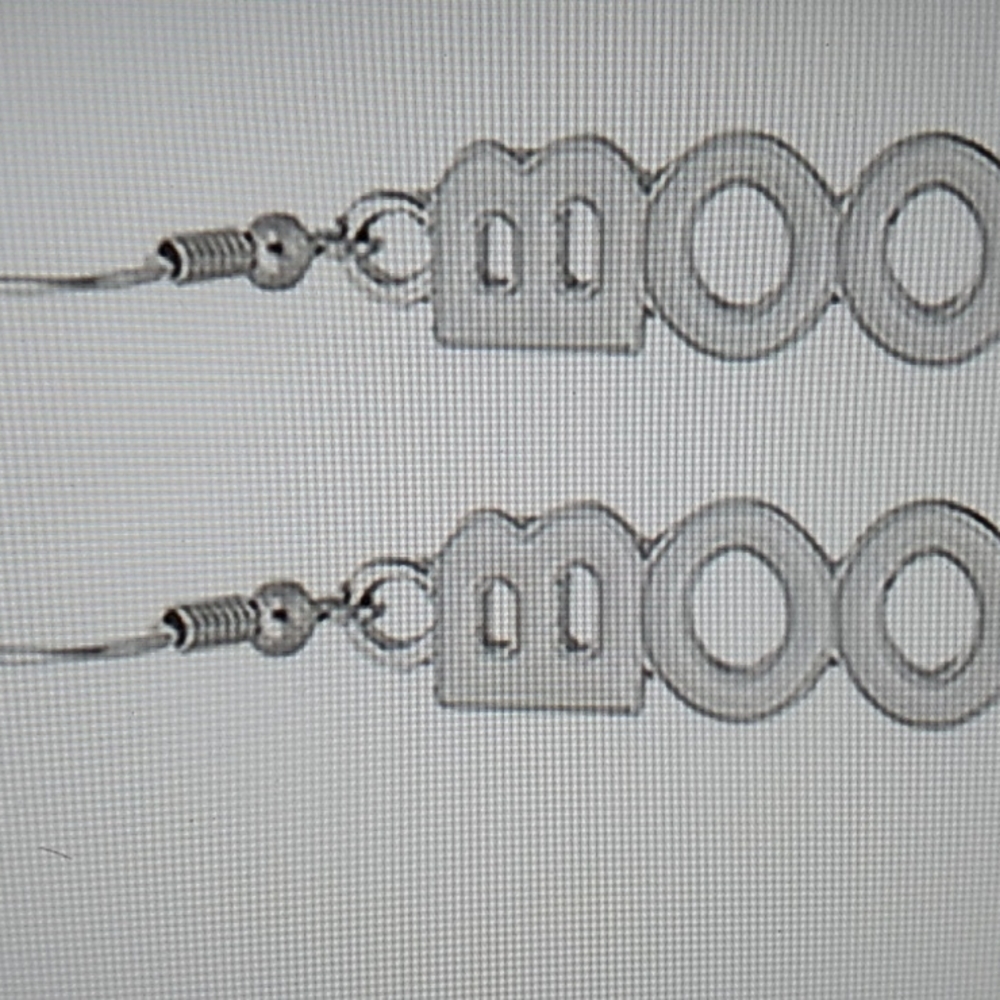 BOO Halloween Earrings in White Enamal 1 inch long.